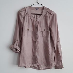 Mauve Satin Button Down